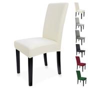 Zindoo Housse de Chaise 4 Pièces,Housse Chaise Universel Extensible Amovible Lavable Moderne pour Protéger, Habiller et Rénover des Chaises de Salon Salle à Manger Hotel Restaurant Cuisine (Beige)