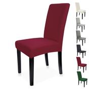 Zindoo Housse de Chaise 6 Pièces,Housse Chaise Universel Extensible Amovible Lavable Moderne pour Protéger, Habiller et Rénover des Chaises de Salon Salle à Manger Hotel Restaurant Cuisine(Bordeaux)