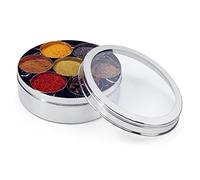 Zinel Masala Dabba Boîte à épices/avec 7 Compartiments et 2 couvercles en Acier Inoxydable, Silver, 20 cm
