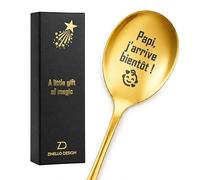Zinello Design Annonce Grossesse Papi, Cuillère à Café Dorée Gravée « Papi, j’arrive bientôt ! », Cadeau Futur Grand-Père, Coffret Cadeau avec Carte, Marque Française