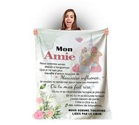 Zinello Design Cadeau Anniversaire Femme - Plaid Personnalisé Message Amie | Couverture Douce Microfibre 150x200 130x150 140x180 cm Canapé Lit Maison