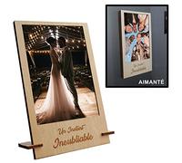 Zinello Design Cadre Photo Personnalisé en Bois 10x15cm Un Instant Inoubliable | Porte Photo Magnétique Aimanté Frigo | Support Bureau | Cadeau Anniversaire Mariage