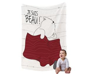 Zinello Design - Couverture Bébé en Microfibre Polaire Extra Doux 120x75cm avec Message d’Amour - Plaid de Naissance pour Bebe Fille ou Garcon avec Coffret Cadeau (Je suis Beau)