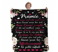 Zinello Design - Plaid Personnalisé Doux Polaire pour Offrir à sa Grand-Mère. Idée Cadeau Insolite Utile pour Un Anniversaire Noel la Fête des Grands-Mères. Couverture Couvre Lit pour la Deco