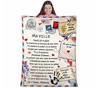 ZINELLO DESIGN - Plaid personnalisé Doux pour Offrir à sa Fille de la Part de Maman Idée Cadeau Original utile pour Un Anniversaire Noel la fête des mères Un Mariage Couverture Couvre lit pour la Deco