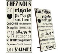 Zinello Design Tableau décoration murale en bois « Chez Nous » - Cadre mural décoratif 30x15 cm à poser ou à accrocher - panneau mural bois, idée cadeau maison, entrée salon, crémaillère