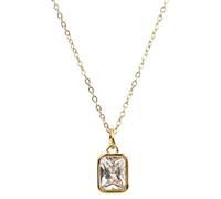 Zinello Design TILOVE - Collier Femme Plaqué Or 18K avec Pierre de Zircon Brillant - Bijoux Élégant - Chaîne Ajustable 42cm + 5cm - Pendentif Fin et Raffiné avec Boîte Cadeau et Carte Personnalisable