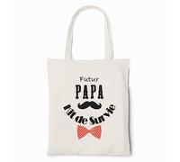Zinello Design - Tote bag 100% coton réutilisable, anses longues - plusieurs designs : Futur Papa, Retraite, Maîtresse, Marraine, Mamie, Girl Power, Feminism