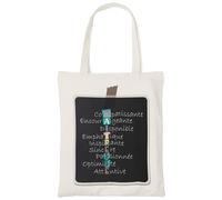 Zinello Design - Tote Bag avec Jeux de Mots pour Offrir à la Maitresse d’École - Idée Cadeau Fin d’Année, Noel - Pochette Atsem, Sac Personnalisé, Sac Cabas en Coton, Cadeau Femme