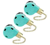 Zing Ear ZE-268S6 Lot de 3 interrupteurs de ventilateur de plafond 3 vitesses 4 fils avec chaîne de traction de rechange pour lampes murales, éclairage d'armoire, laiton