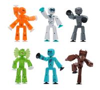Zing Stikbot Monster Werewolf & Cyborg Pack Lot de 6 figurines d'action de monstres Stikbot collectionner Animation en stop motion Id al pour l