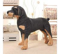 zingking 25-70 cm Jouet en peluche pour enfants Simulation debout Chien noir Jouet en peluche Super réaliste Jouet pour chien Accessoires cadeaux pour enfants 50 cm