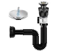 ZINGKING Égouttoir de Bonde de Lavabo, Universel Égouttoir Siphon Lavabo Avec Flexible Drain et Bouchon de Vidange de Filtre Escamotable, Kit de Vidange de Lavabo Résistant Aux Odeurs Et Aux Insectes