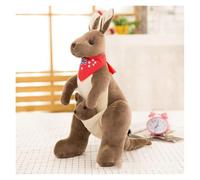 zingking Kangourou douillet avec peluche bébé - Peluche douce pour enfants - Idéal pour les tout-petits - Aire de jeux pour enfants - Décoration de chambre d'enfant (marron foncé, 32 cm)