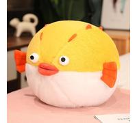 zingking Mignon graisse pufferfish animaux farcis oreillers drôle crocodile jouets poupée de la mer garçons filles festival cadeaux-80cm-jaune