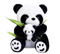 zingking Panda en Peluche Mère et Enfant Peluche Panda Jouets Doux Jouets en Peluche Animaux Mignon Panda Coussin Animal Cadeau d'anniversaire pour Enfants - 25cm