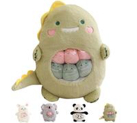 zingking Peluche dinosaure avec 6 bébés dinosaures amovibles, coussin en peluche, doux et douillet, pour filles, enfants et amateurs de dinosaures