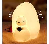 zingking Veilleuse Enfant Veilleuse Bébé, Lampe de Chevet Enfant, écureuils LED, Silicone Multicolore, Rechargeable
