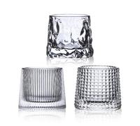zingking Verres à whisky cristal- Verres à whisky premium 5OZ, verres à rhum en verre, 3 verres à whisky pour bourbon, scotch, cocktail, cognac, rhum (fond plat)