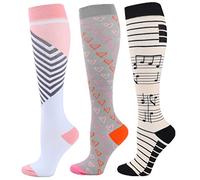 Zingso 3 Paires Chaussettes de Compression Bas de Contention Homme Bas de Contention Femme pour Sport, Course, athlétisme,Trekking, Voyage, Vol, Infirmiers, Grossesse 20-25 mmHg (S/M, Rose+Gris+Noir)