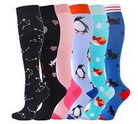 Zingso 6 Paires Chaussettes de Compression Bas de Contention Homme Bas de Contention Femme pour Sport, Course, athlétisme,Trekking, Voyage, Vol, Infirmiers, Grossesse 20-25 mmHg (S/M, Ensemble 2)