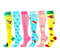 Zingso 6 Paires Chaussettes de Compression Bas de Contention Homme Bas de Contention Femme pour Sport, Course, athlétisme,Trekking, Voyage, Vol, Infirmiers, Grossesse 20-25 mmHg (L/XL, Ensemble 4)