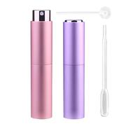 Zingso Lot de 3 mini flacons de parfum portables rechargeables pour l'extérieur et les voyages avec entonnoir et diffuseur de parfum (C - 10 ml (rose + violet clair)
