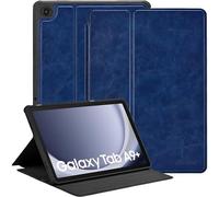 Zinibri Coque Étui Compatible avec Samsung Galaxy Tab A9 Plus/ A9+ 5G Tablette 11 Pouces 2023 SM-X210/X216/X218 Etui Housse de Protection Cuir PU Support Fin Case Cover Veille/Réveil Auto,Bleu Foncé