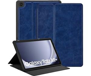 Zinibri Coque Étui Compatible avec Samsung Galaxy Tab A9 Plus/ A9+ 5G Tablette 11 Pouces 2023 SM-X210/X216/X218 Etui Housse de Protection Cuir PU Support Fin Case Cover Veille/Réveil Auto,Bleu Foncé