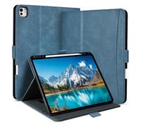 Zinibri Coque Étui pour iPad Pro 11 Pouces M5/M4 (2025/2024) avec Porte-Stylet Dragonne Poche,Etui Housse de Protection,Fermeture Magnétique,Multi Angle Support,Veille/Réveil Auto,Bleu Clair