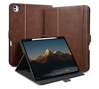 Zinibri Coque Étui pour iPad Pro 11 Pouces M5/M4 (2025/2024) avec Porte-Stylet Dragonne Poche,Etui Housse de Protection,Fermeture Magnétique,Multi Angle Support,Veille/Réveil Auto,Marron Foncé