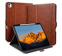 Zinibri Coque Étui pour iPad Pro 11 Pouces 2024 M4 (5ème Génération) A2836 A2837 avec Porte-Stylo Dragonne Poche Etui Housse de Protection Cuir PU Support Case Veille/Réveil Auto,Marron