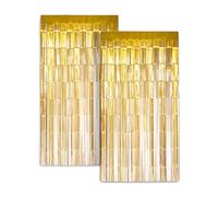 Zink Lot de 2 Rideaux (10 x 20 cm) - Guirlandes pour photomatons, Anniversaires, Mariages, remises de diplômes et décorations de fêtes Rideau de Fond en Feuille d'or