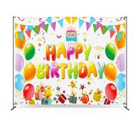 Zink Toile de Fond Photo Anniversaire - Toile de Fond Infroissable 1,4 m x 1,8 m pour Studio Photo, Texte « Joyeux Anniversaire »