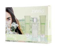 ZINNIA - Cologne Original 100 ml + Crème Mains 75 ml + Lait Corps 75 ml, Coffret Cadeau Femme, Eau de Toilette Féminine, Arôme Agrumes et Floral, Parfum Frais Longue Durée
