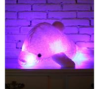 Zinsale Changement de Couleur 7 LED Éclaircir Jouet de Dauphin en Peluche Oreiller en Peluche Veilleuse (Rose, 30cm)
