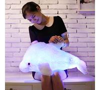 Zinsale Changement de Couleur 7 LED Éclaircir Jouet de Dauphin en Peluche Oreiller en Peluche Veilleuse (Bleu, 70cm)