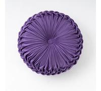 Zinsale Coussin rond en velours pour canapé, lit, chaise, sol, décoration d'intérieur (35 cm, violet foncé)