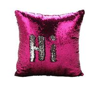 Zinsale Housses de Coussin de Sirène Réversible Magique Sequin Oreiller Housse de Coussin 40x40cm (Argent + Rose)