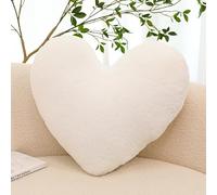 Zinsale Oreillers Doux en Forme de cœur, Coussin en Peluche en Forme de cœur, Oreiller décoratif rempli, Oreiller de Couchage, décoration de la Maison (White, 40CM)