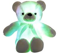 Zinsale Ours Animal en Peluche 7 Couleurs Lumière Changeante Ours en Peluche Jouet Oreiller LED Lumineux Lumière de Nuit pour Enfants de Couchage (White)