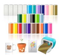 Zinueen 28 Pièces de Vinyle Intelligent pour Cricut Joy, Vinyle Permanent Autocollant, 14 x 30,5 cm, pour Tasses DIY, Décoration pour la Maison, PVC, Moderne, Vibrant