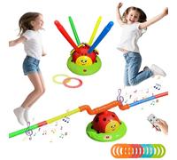 Zinueen 3 en 1 Jeux Exterieur Enfant 3 5 Ans - Jouet Saut Musical, Lancer d'Anneaux et Fusée - Activité Physique Dinosaure, Motricité, Design Coccinelle Colorée (B)