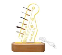 Zinueen Porte-médiators pour guitare électrique avec lumière LED, base en bois et design acrylique pour musiciens et guitaristes