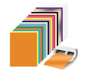Zinueen Smart Vinyl Permanent pour Cricut Joy Xtra - 18 couleurs - Vinyle adhésif permanent - Avec 3 films de transfert - Autocollant et amovible - Pour traceur de bricolage - Pour tasses, voitures,