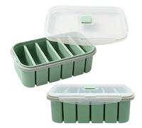 Zinueen Souper Cubes Lot de 2 moules de congélation en silicone pour soupe, bouillie, bouillon et sauce avec couvercle, 6 compartiments avec lignes de remplissage, passe au lave-vaisselle