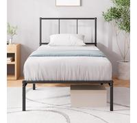 Zinus - Cadre de lit Justin 90x190 cm - Métal - Noir - Tête de lit - Montage Facile - Hauteur 30 cm - Espace de Rangement sous Le lit - Design Moderne
