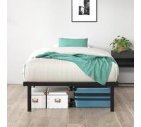 Zinus Caleb Cadre de lit 90x190 cm - Hauteur 36 cm avec Rangement sous Le lit - Cadre en Acier Pliable - Noir