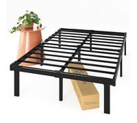 Zinus Caleb Lit 140 x 190 cm - Structure Lit 36 cm de Hauteur avec conteneur sous Le lit - Structure de lit à Plateforme en métal - Structure de lit Pliable - Noir