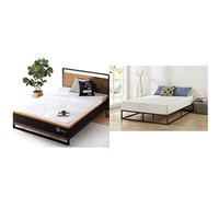 Zinus Cooling Copper Adaptive Matelas Hybride à Ressorts Ensachés | 180 x 200 cm & Cadre de lit Plateforme en métal 25 cm Joseph Sommier | Support à Lattes en Bois